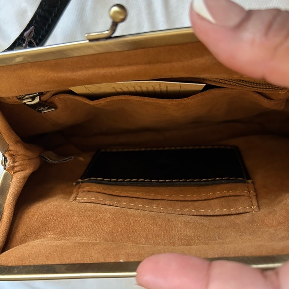 **Patricia Nash Leather Newspaper Print Clutch NWOT - Vintage Parisian Style** - Picture 5 of 7